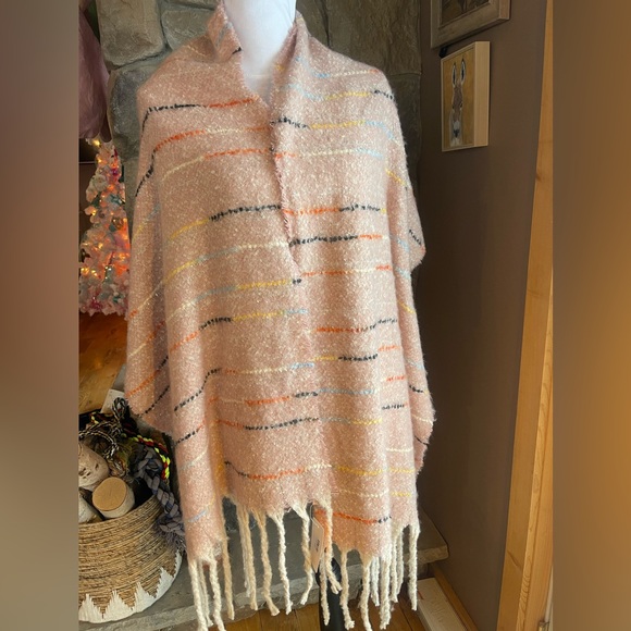 NEW Colorful Stitch Chunky Metallic Wide Soft Fringe Tassel  Scarf Pink Shawl - Picture 5 of 5